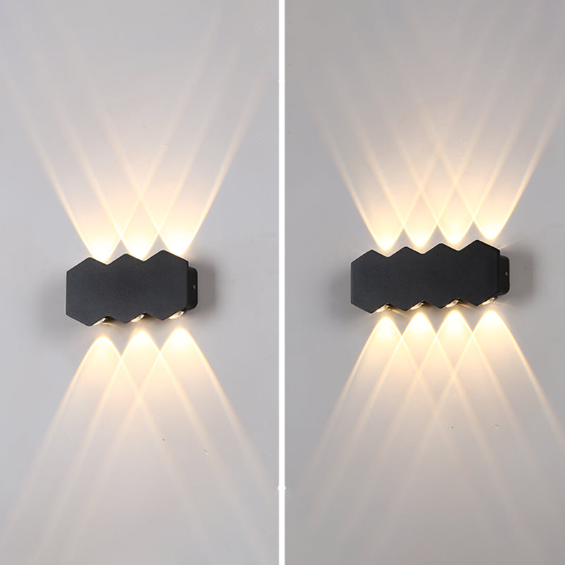 Black Outdoor LED Wall Sconce in Modern Creative Style Aluminium Geometric Waterproof Spotlight