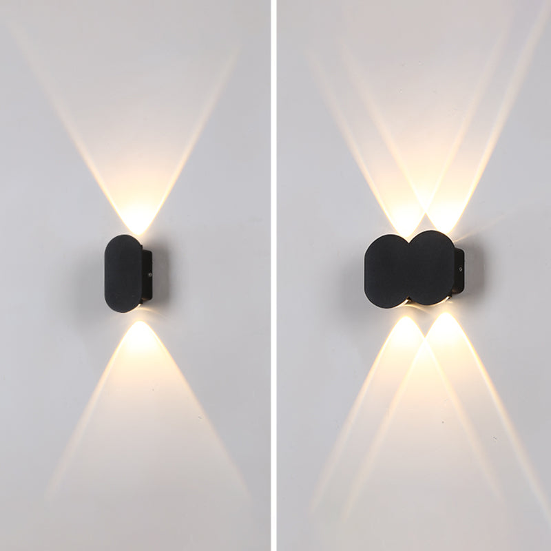 Black Outdoor LED Wall Sconce in Modern Creative Style Aluminium Geometric Waterproof Spotlight