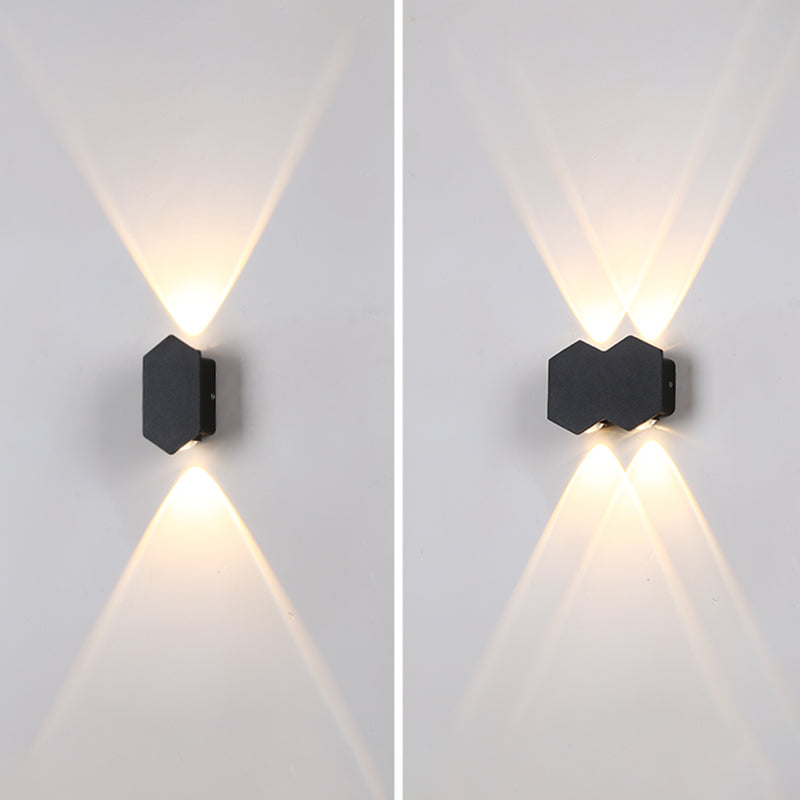 Black Outdoor LED Wall Sconce in Modern Creative Style Aluminium Geometric Waterproof Spotlight