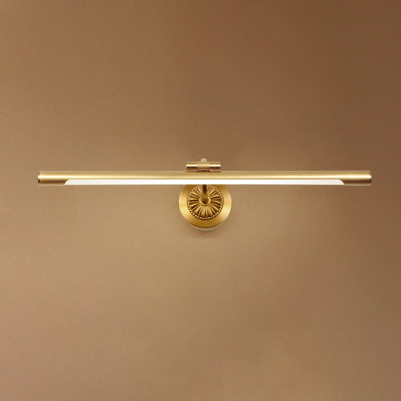 Modern Gold Linear Wall Mount Light Fixture Metal 1-Light Wall Lamp for Bathroom