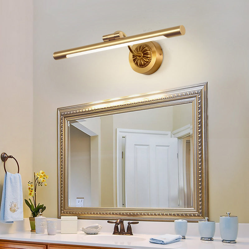 Modern Gold Linear Wall Mount Light Fixture Metal 1-Light Wall Lamp for Bathroom