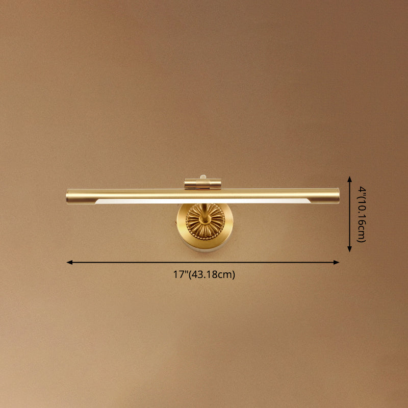 Modern Gold Linear Wall Mount Light Fixture Metal 1-Light Wall Lamp for Bathroom