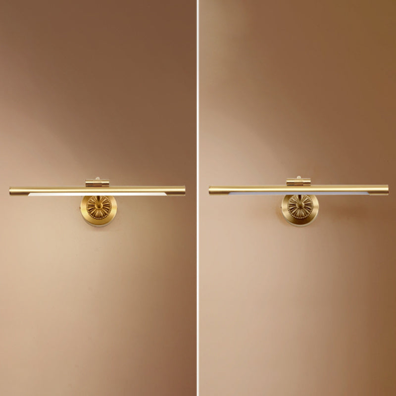 Moderne gouden lineaire wandbevestiging verlichtingsbeveiliging metalen 1-licht wandlamp voor badkamer