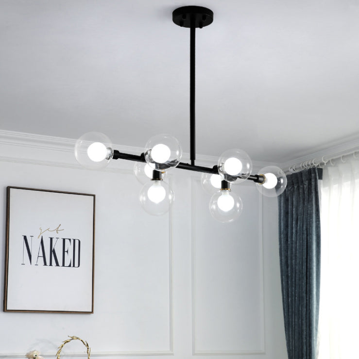 Glass Sputnik Island Pendant Light in Modern Simplicity Wrought Iron Hanging Light for Dining Room