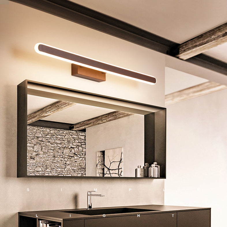 Brown Contemporary Linear Wall Mounted Light Fixture 1-Light Sconce Light for Bathroom