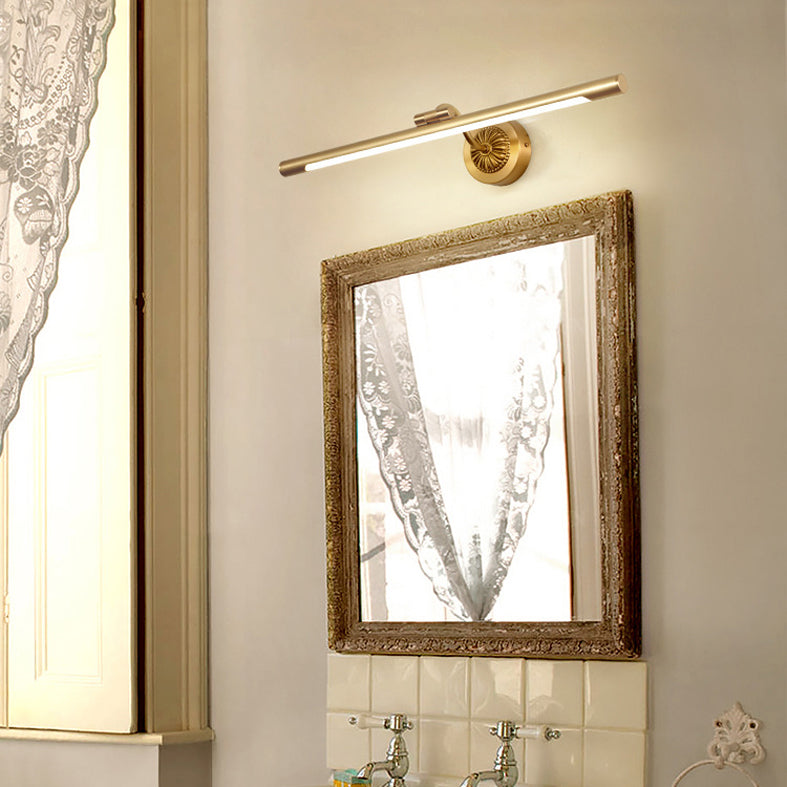 Modern Gold Linear Wall Mount Light Fixture Metal 1-Light Wall Lamp for Bathroom