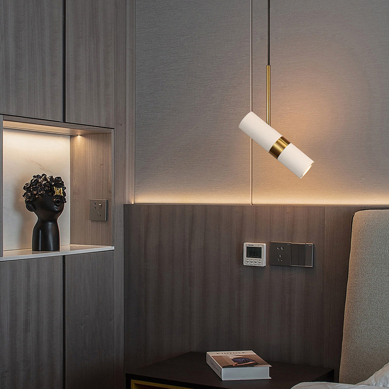 1 Light Cylinder Pendant Lighting Modern Metallic Pendant Ceiling Lights for Restaurant