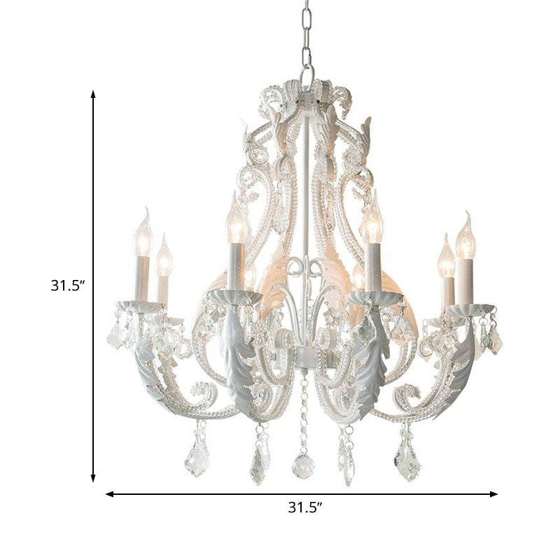 8 Lights Clear Crystal Chandelier Lighting Fixture Rustic Candle Bedroom Suspension Lamp