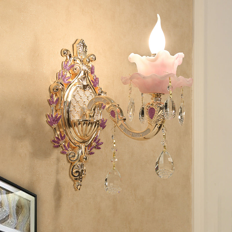 Candela da letto da letto SCONCE LIGHT LIGHT Vintage Cristallo trasparente 1/2 teste Gold Wall Lighting Freet