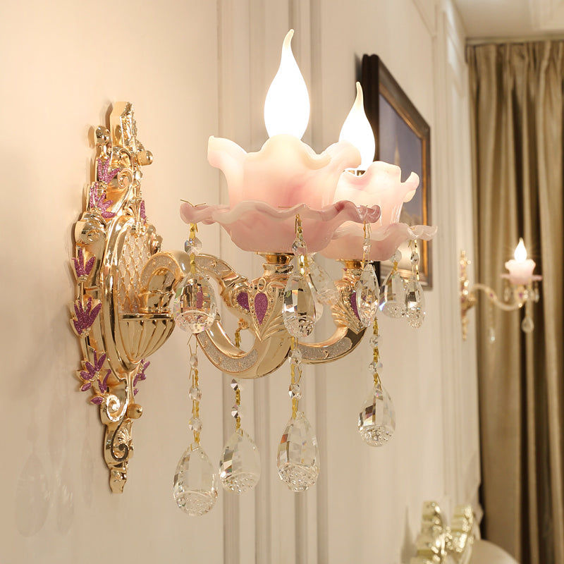 Candela da letto da letto SCONCE LIGHT LIGHT Vintage Cristallo trasparente 1/2 teste Gold Wall Lighting Freet