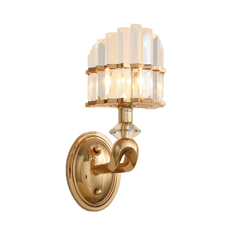 Crystal Gold Wall Lamp Geometric 1/2 Bulbs Modernist LED Wall Lighting Fixture for Living Room