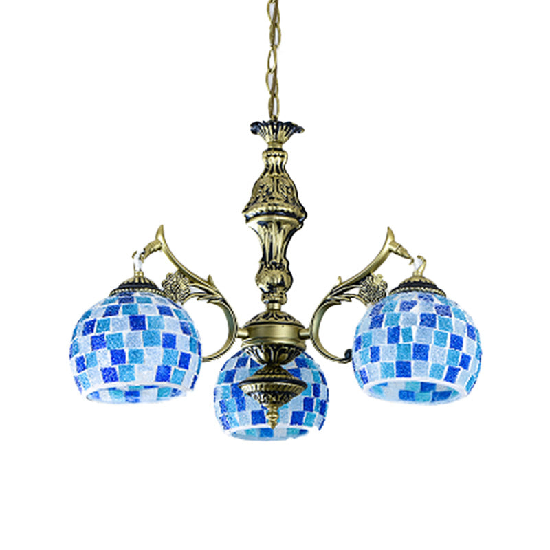 Gebrandschilderd glasbol Kroonluchter Hanglamp Mediterraan 5/9/11 Lichten Blue Hanging Lamp