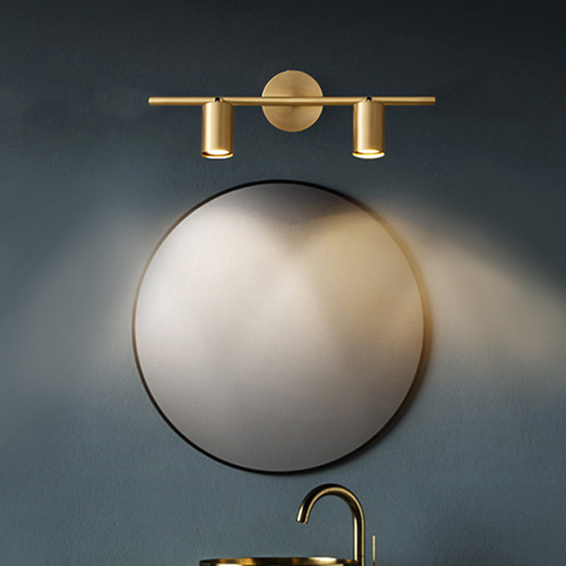 Postmodern Simplicity Cylinder Vanity Sconce Lights Brass Wall Mount Light Fixture for Bathroom