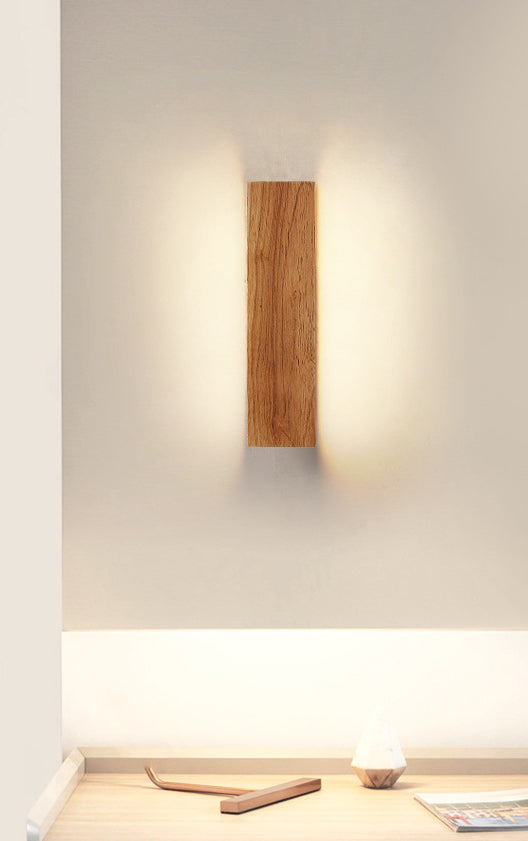Rectangle Wall Mounted Lamp Modern Simplicity Wood Wall Mount Lamp for Living Room