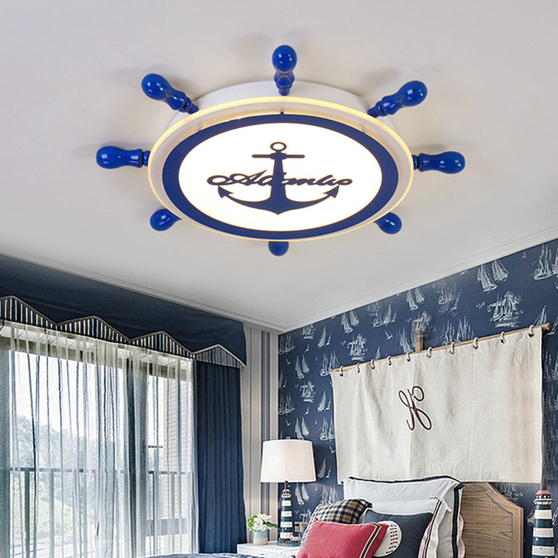Plafonnier Ancre Style Enfants En Métal LED Chambre Plafond Plafonnier En Bleu