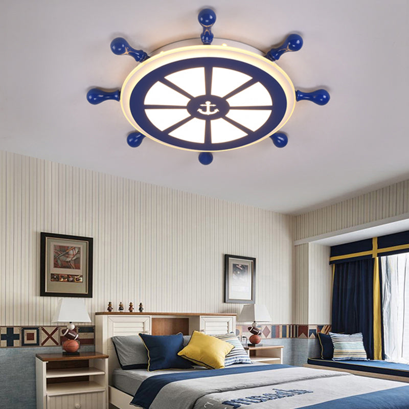 Plafonnier Ancre Style Enfants En Métal LED Chambre Plafond Plafonnier En Bleu