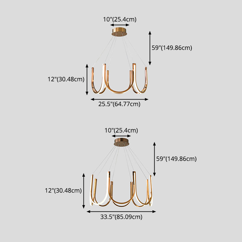 Éclairage suspendu en métal en U simple LED PRENDANT PRENDANT