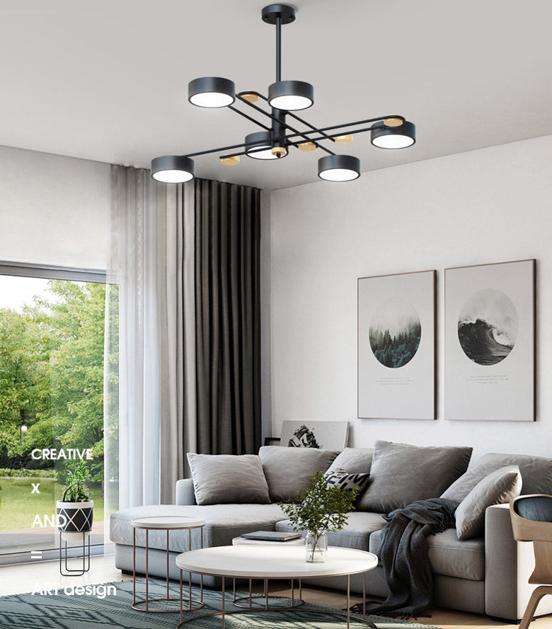 Nordic Starburst Chandelier Lighting Fixture Metal Living Room LED Ceiling Chandelier