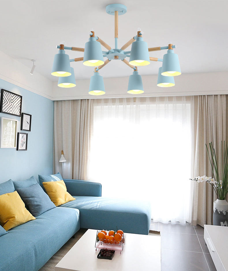 Metal Cone Shaped Chandelier Light Fixture Nordic Style LED Suspension Pendant Light