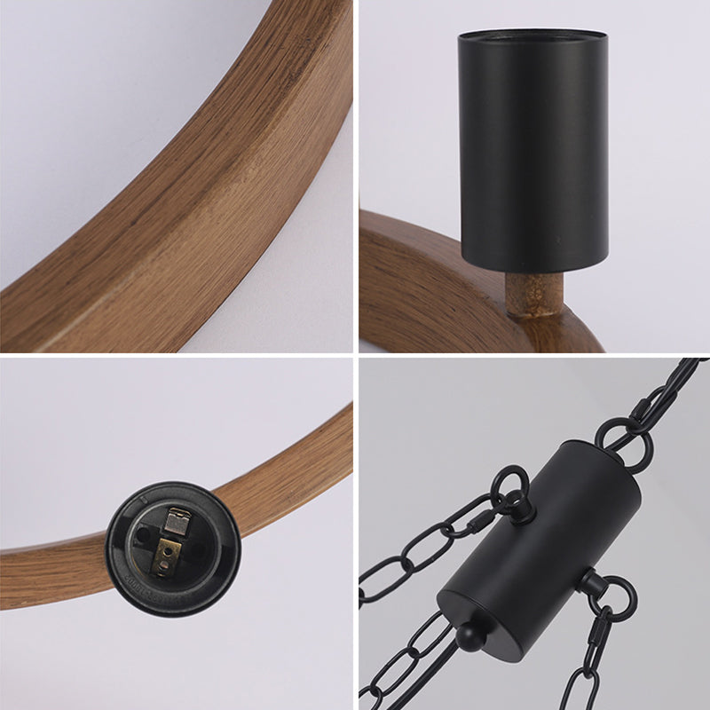 Antique Wood Hanging Pendant Lights Industrial 6-Lights Hanging Lights for Bar