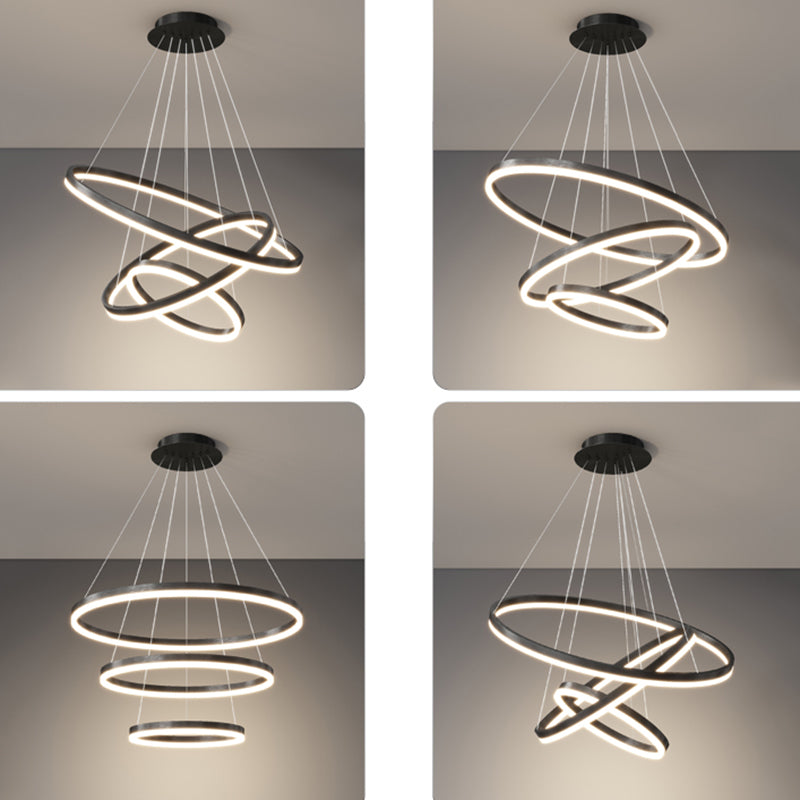 Accesorios colgados de techo de metal negro minimalismo iluminación colgante de niveles led