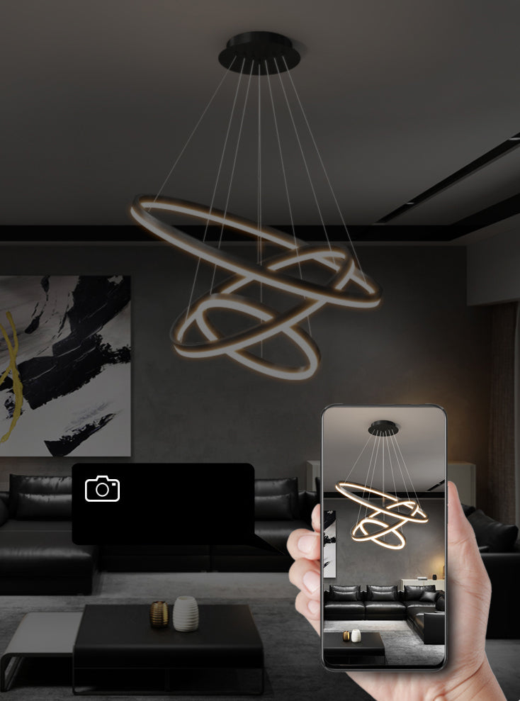 Accesorios colgados de techo de metal negro minimalismo iluminación colgante de niveles led