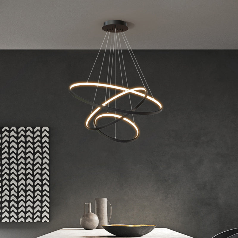 Accesorios colgados de techo de metal negro minimalismo iluminación colgante de niveles led