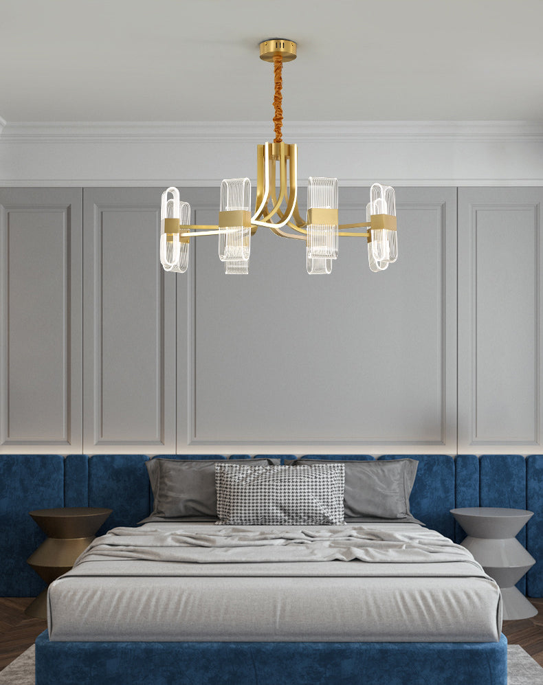 Gold Metal Hanging Pendant Lights Contemporary Sputnik Hanging Lamps for Living Room