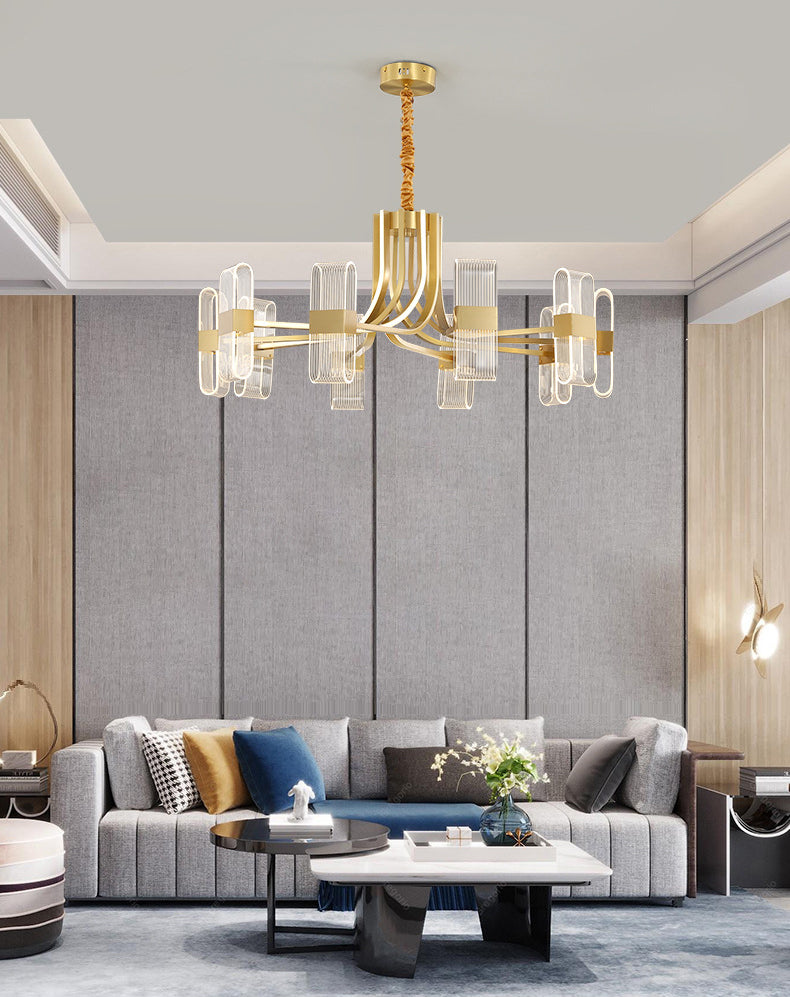 Gold Metal Hanging Pendant Lights Contemporary Sputnik Hanging Lamps for Living Room