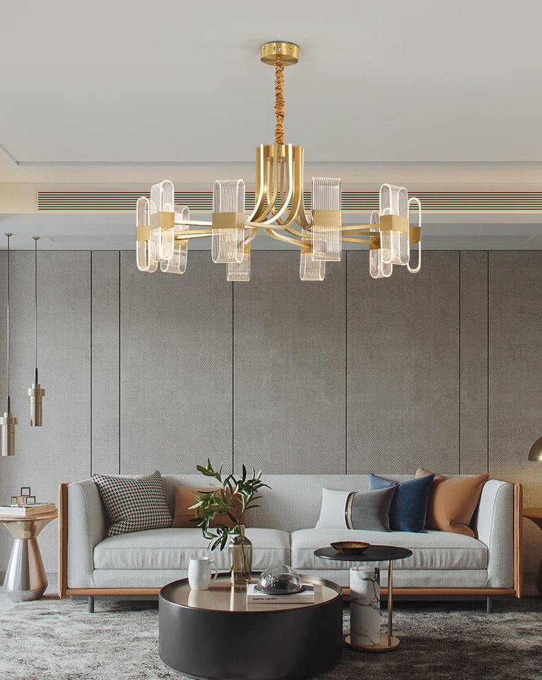 Gold Metal Hanging Pendant Lights Contemporary Sputnik Hanging Lamps for Living Room