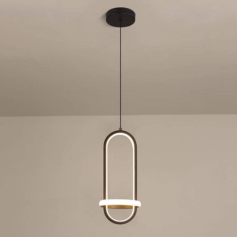 Led-in-stijl LED-hangende hanglamp geometrische hangende lamp met metalen schaduw