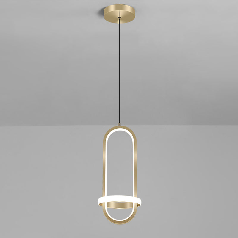 Led-in-stijl LED-hangende hanglamp geometrische hangende lamp met metalen schaduw