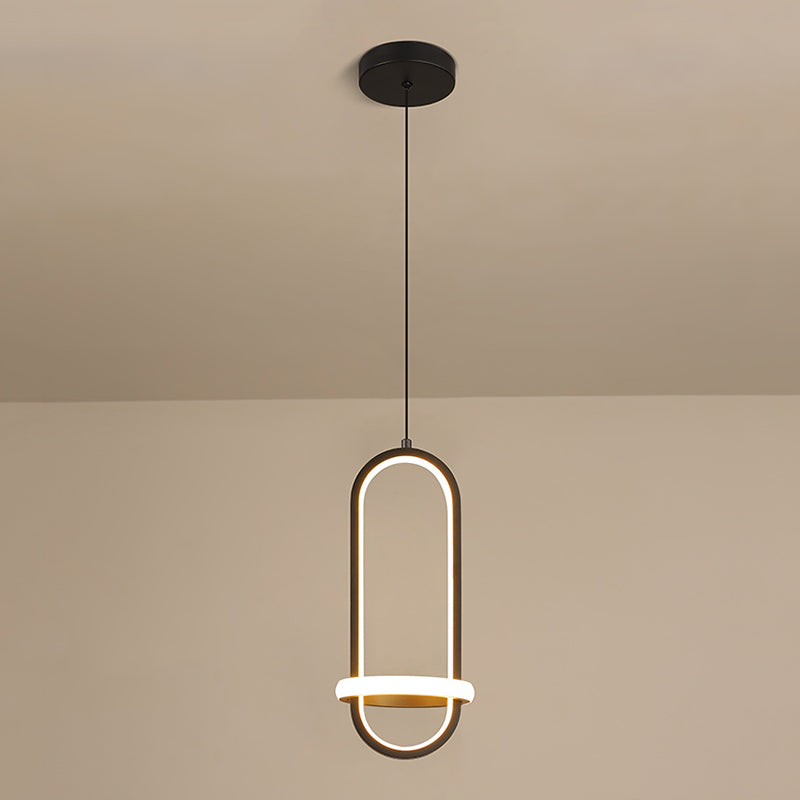 Led-in-stijl LED-hangende hanglamp geometrische hangende lamp met metalen schaduw