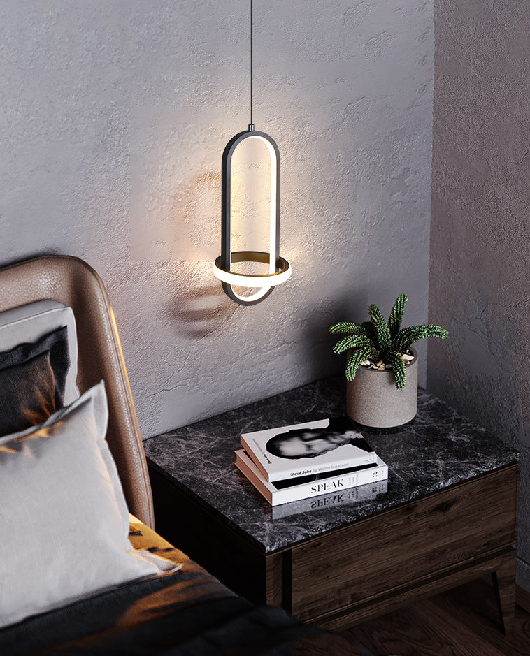 Led-in-stijl LED-hangende hanglamp geometrische hangende lamp met metalen schaduw