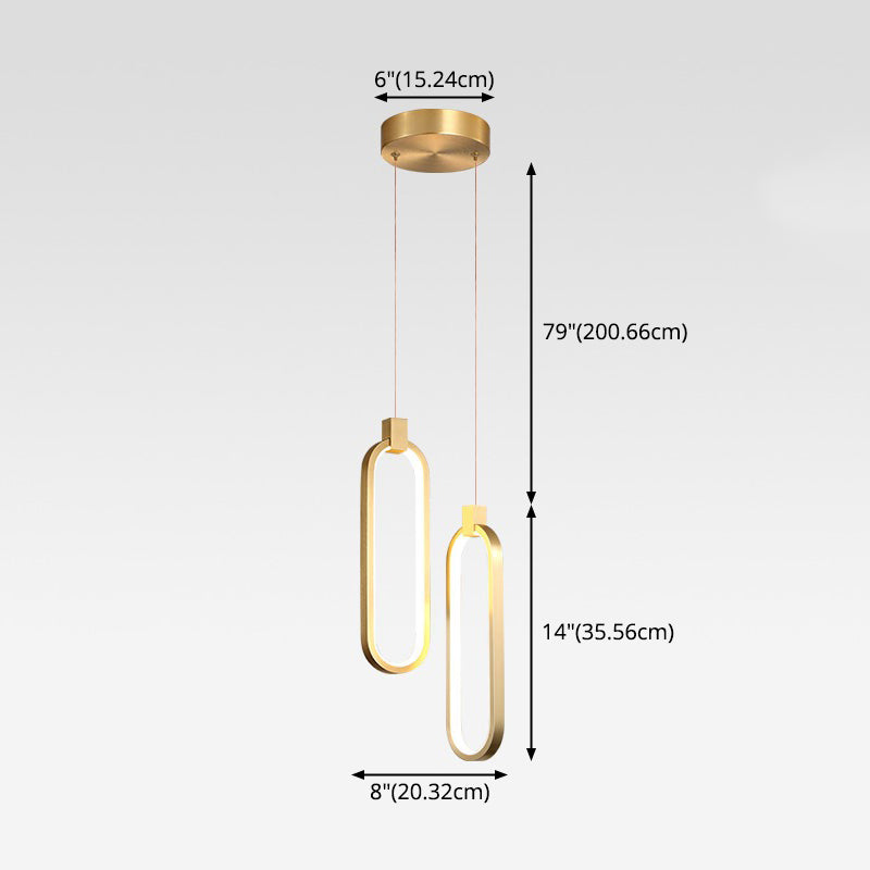 Minimalist Style LED Hanging Pendant Light Oval Pendant Light Kit with Metal Shade