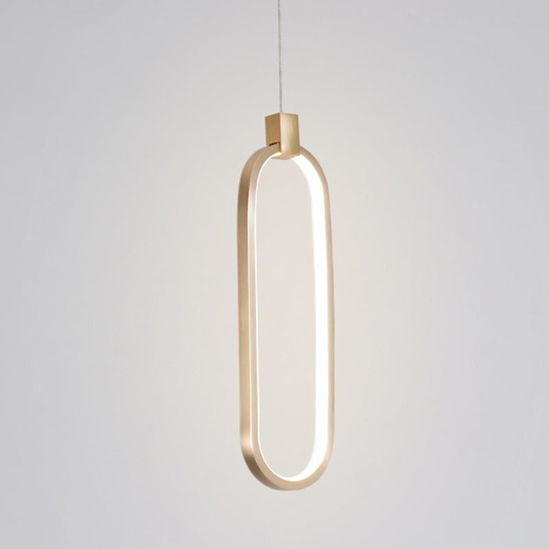 Minimalist Style LED Hanging Pendant Light Oval Pendant Light Kit with Metal Shade