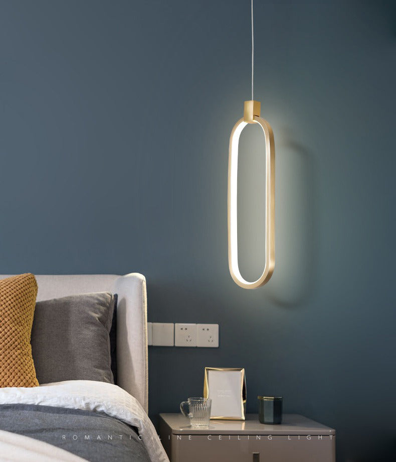 Minimalist Style LED Hanging Pendant Light Oval Pendant Light Kit with Metal Shade
