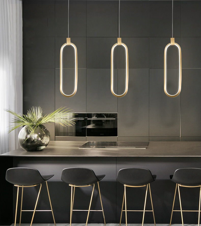 Minimalist Style LED Hanging Pendant Light Oval Pendant Light Kit with Metal Shade