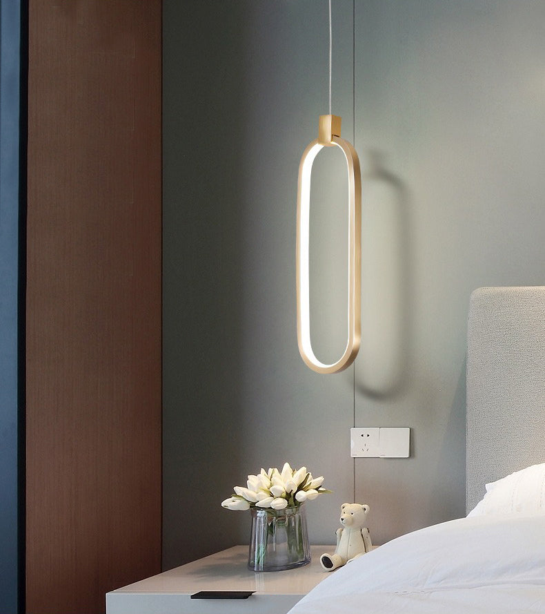Minimalist Style LED Hanging Pendant Light Oval Pendant Light Kit with Metal Shade
