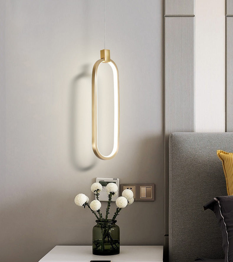 Minimalist Style LED Hanging Pendant Light Oval Pendant Light Kit with Metal Shade