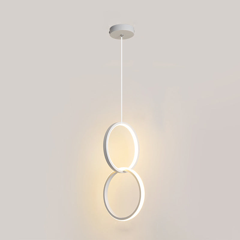 LED Slaapkamer Down Lighting Pendant Noordse stijl hanglampje plafondlicht met ringen metalen schaduw