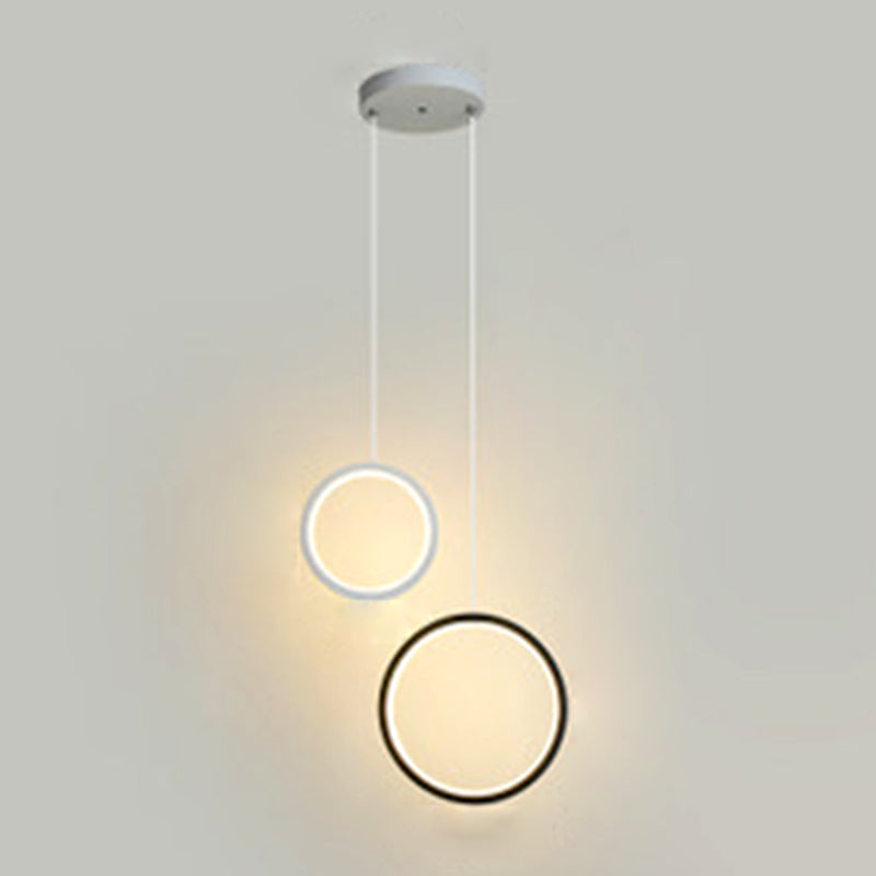 LED Slaapkamer Down Lighting Pendant Noordse stijl hanglampje plafondlicht met ringen metalen schaduw
