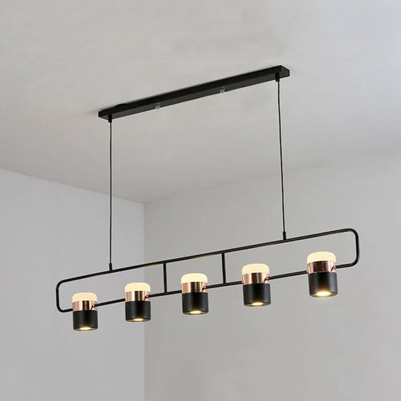 Linear Island Pendant Light Modern Style Dinning Room Island Chandelier Light in Black