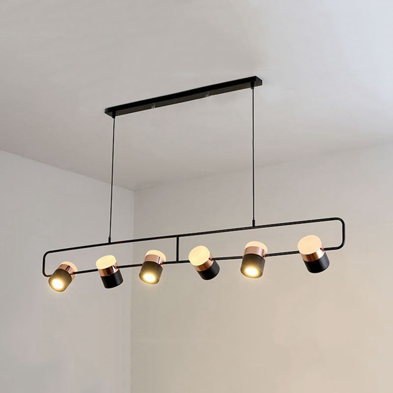 Isola lineare Luce a sospensione Modern Stile moderno sala da pranzo Isola lampadario Luce in nero