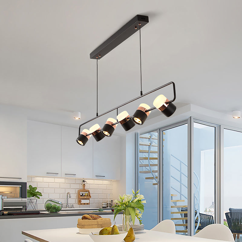 Linear Island Pendant Light Modern Style Dinning Room Island Chandelier Light in Black