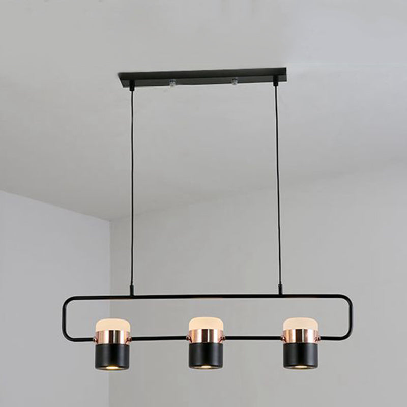 Isola lineare Luce a sospensione Modern Stile moderno sala da pranzo Isola lampadario Luce in nero