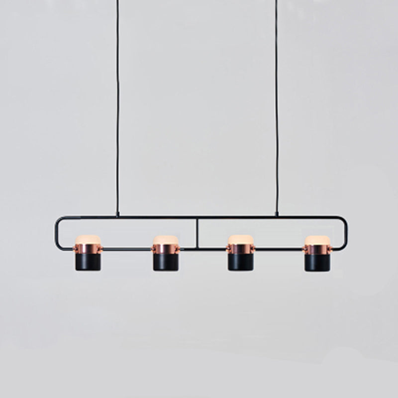 Linear Island Pendant Light Modern Style Dinning Room Island Chandelier Light in Black