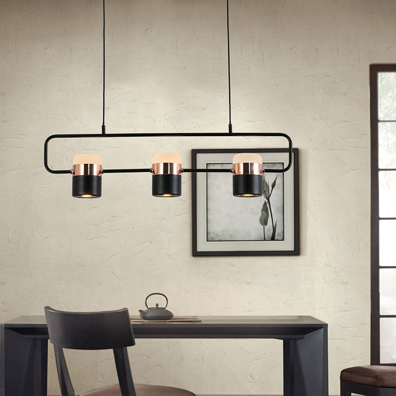 Linear Island Pendant Light Modern Style Dinning Room Island Chandelier Light in Black