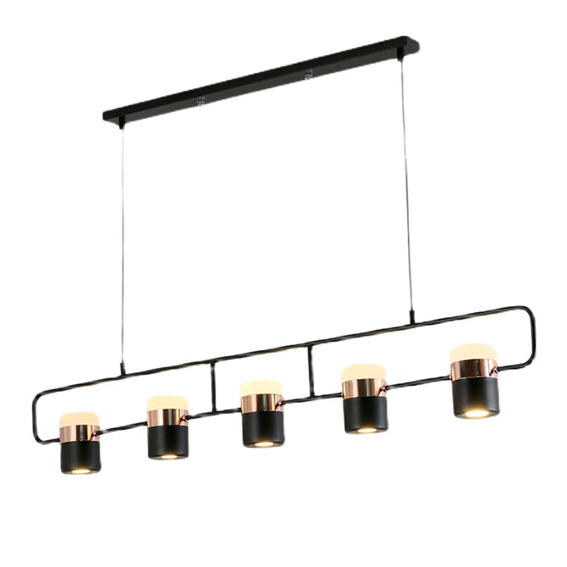Isola lineare Luce a sospensione Modern Stile moderno sala da pranzo Isola lampadario Luce in nero