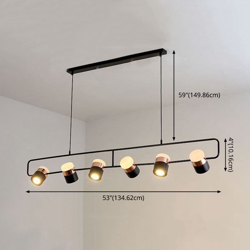 Isola lineare Luce a sospensione Modern Stile moderno sala da pranzo Isola lampadario Luce in nero
